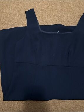 Vintage Classic Navy Square-Neck Women's Dress
